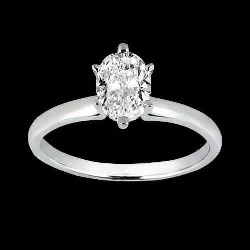 Anello solitario da donna con diamante taglio ovale in oro bianco 1.01 carati 14K - harrychadent.it