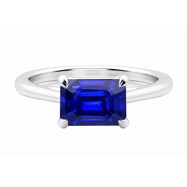 Anello solitario da donna. 2 carati. set di griffe. zaffiro Srilanka taglio smeraldo - harrychadent.it