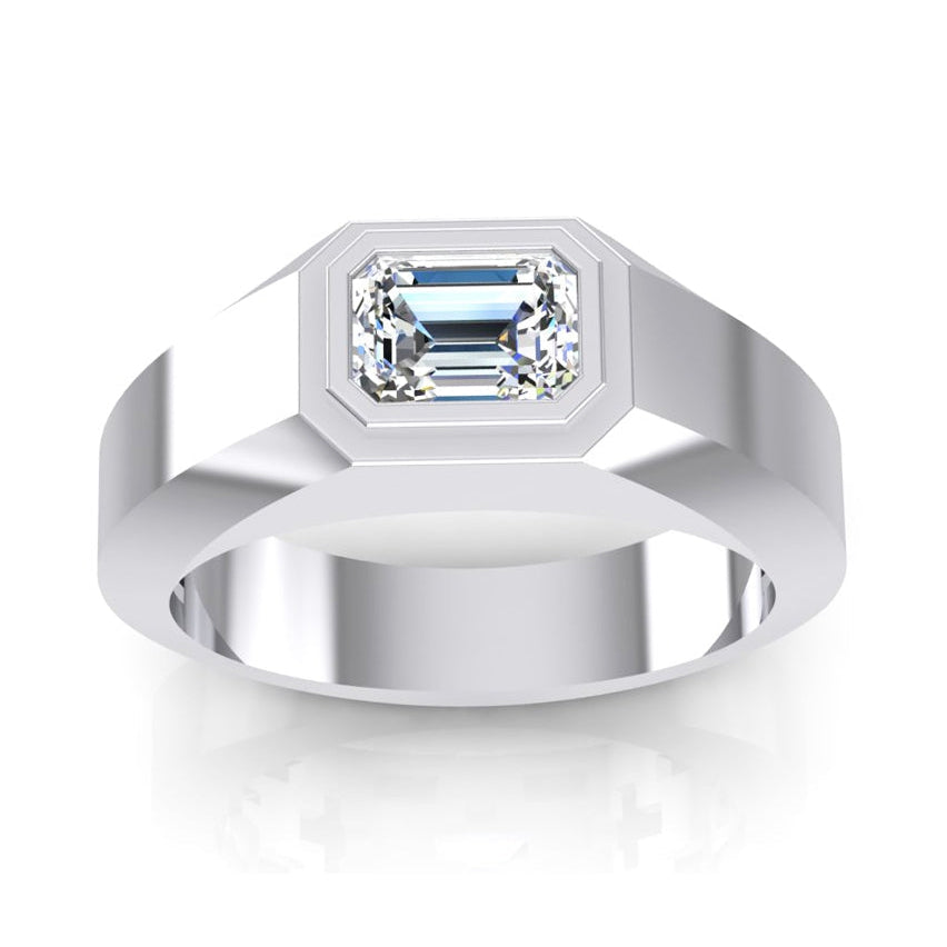 Set di lunetta con anello solitario con diamante smeraldo