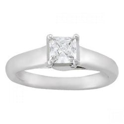 Anello solitario di fidanzamento con diamante da 0.90 carati in oro bianco 14K
