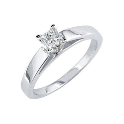 Anello solitario di fidanzamento con diamante taglio principessa da 1,10 ct, oro bianco 14 carati