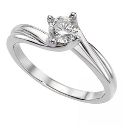 Anello solitario di fidanzamento con diamante taglio rotondo 2 carati oro bianco 14K