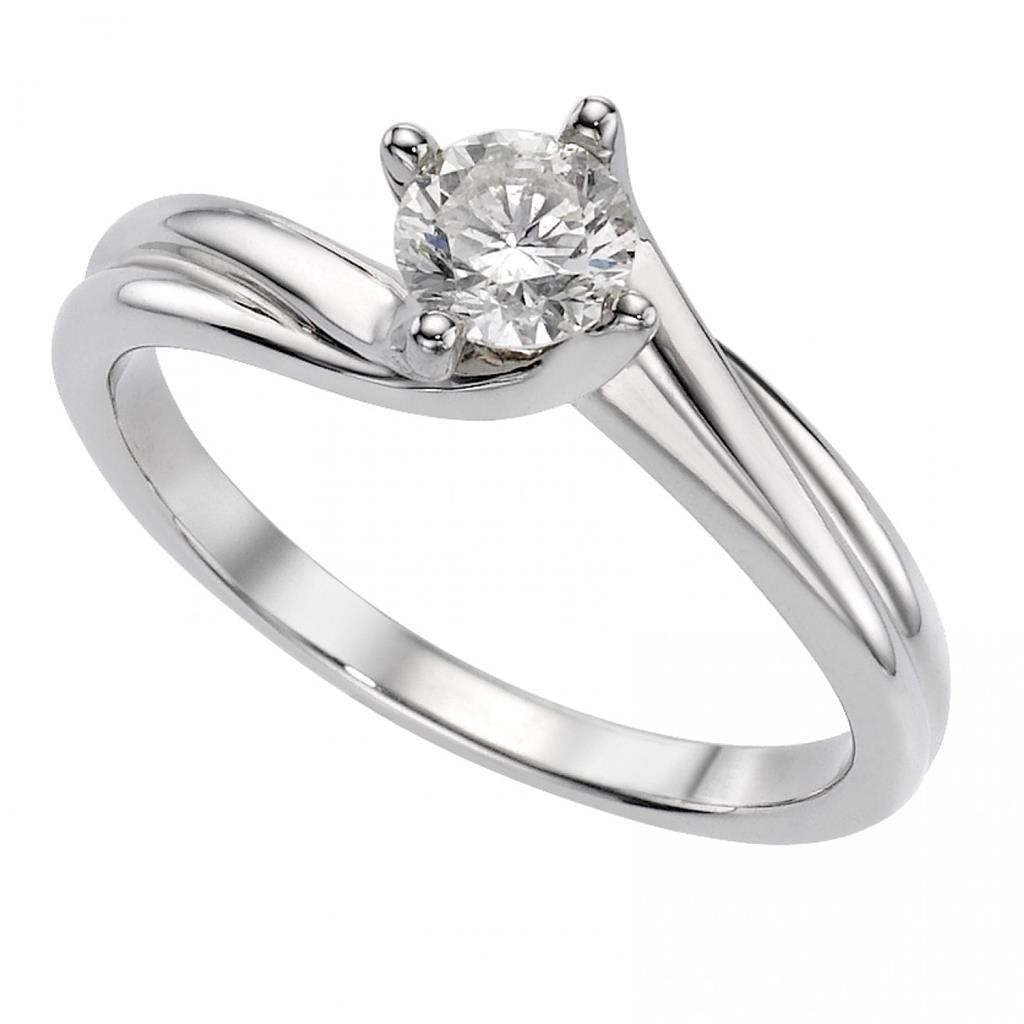 Anello solitario di fidanzamento con diamante taglio rotondo 2 carati oro bianco 14K - harrychadent.it