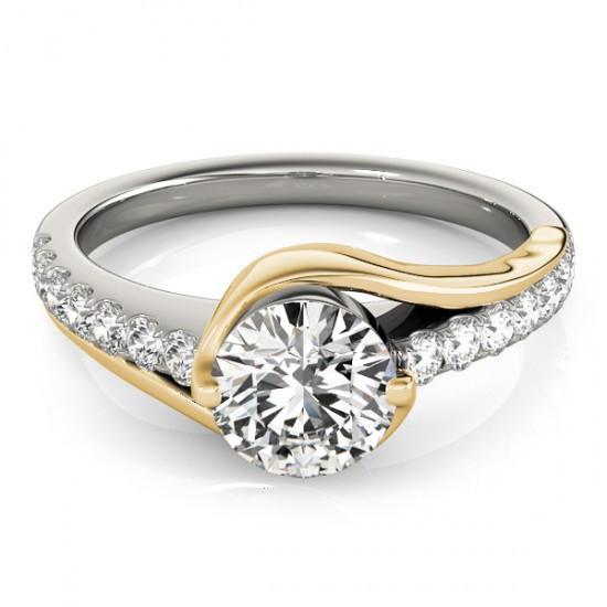 Anello solitario di fidanzamento con diamante tondo 1.50 carati oro bicolore 14K - harrychadent.it