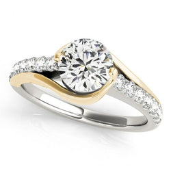 Anello solitario di fidanzamento con diamante tondo 1.50 carati oro bicolore 14K
