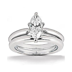 Anello solitario di fidanzamento con diamante. fascia da 1.25 carati Marquise WG 14K