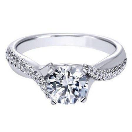 Anello solitario diamante con accenti in oro bianco massiccio 14 carati 1.05 carati - harrychadent.it