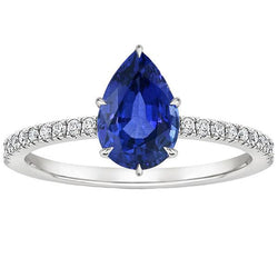 Anello solitario diamante e pera zaffiro blu con accenti 5.25 carati