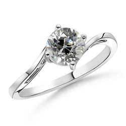 Anello solitario diamante vecchio minatore taglio rotondo 1.50 carati stile tensione