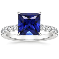 Anello solitario donna con accento zaffiro blu e diamante 5.5 carati