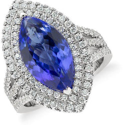 Anello solitario in oro 14 kt con tanzanite e diamanti da 21.25 ct