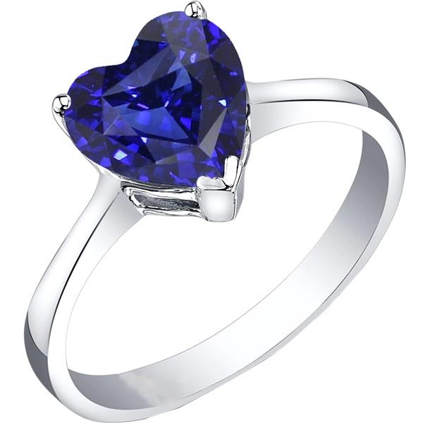 Anello solitario in oro a cuore con zaffiro blu intenso Set 2.50 carati - harrychadent.it