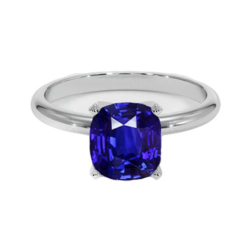 Anello solitario in oro bianco con cuscino zaffiro dello Sri Lanka 2.25 carati - harrychadent.it