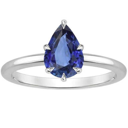 Anello solitario in oro bianco con zaffiro di Ceylon. set di gioielli 4 carati - harrychadent.it