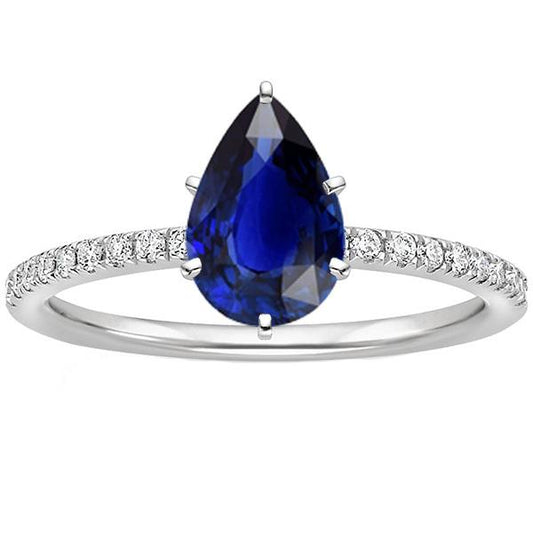 Anello solitario in oro con accenti zaffiro dello Sri Lanka taglio a pera 5 carati - harrychadent.it
