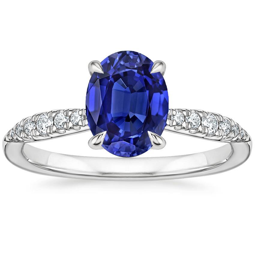 Anello solitario in oro con zaffiro di Ceylon e diamanti stile vintage 3 carati - harrychadent.it