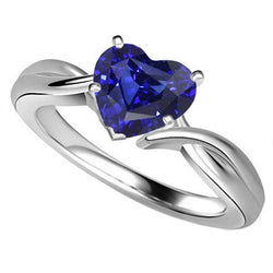 Anello solitario in oro da 2.50 carati con zaffiro blu di Ceylon con gambo intrecciato