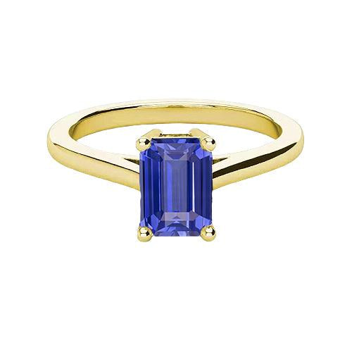 Anello solitario in oro giallo Emerald Ceylon Sapphire Gemstone 2 carati - harrychadent.it