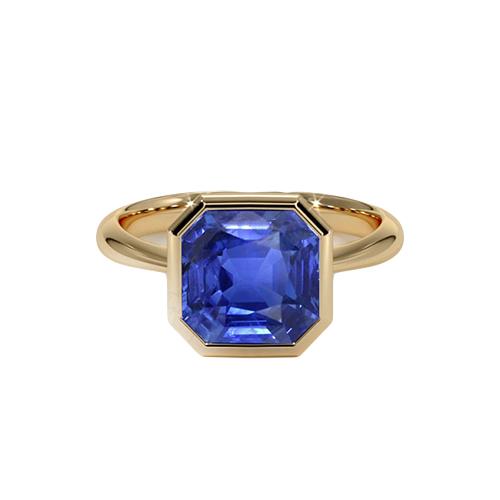 Anello solitario in oro giallo con castone con zaffiro di Ceylon 5 carati - harrychadent.it