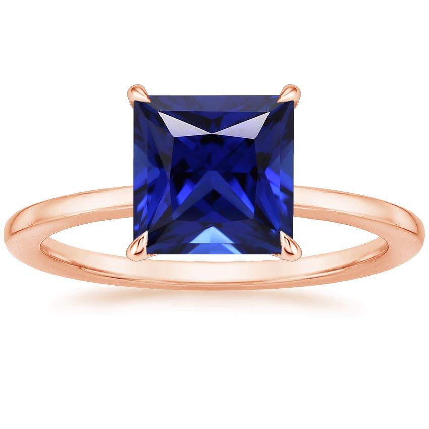 Anello solitario in oro rosa 14K con zaffiro di Ceylon taglio Princess 5 carati - harrychadent.it