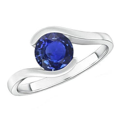 Anello solitario in stile Tension con gioielli in oro zaffiro di Ceylon a 2 carati