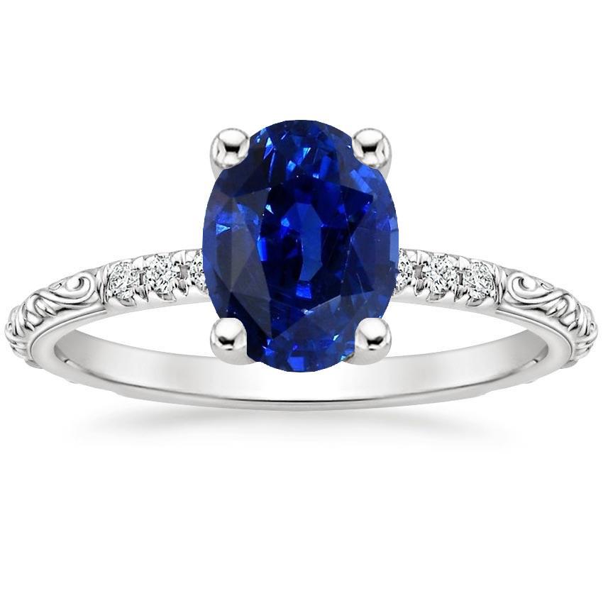 Solitario stile antico blu zaffiro con accenti anello 3.50 carati - harrychadent.it