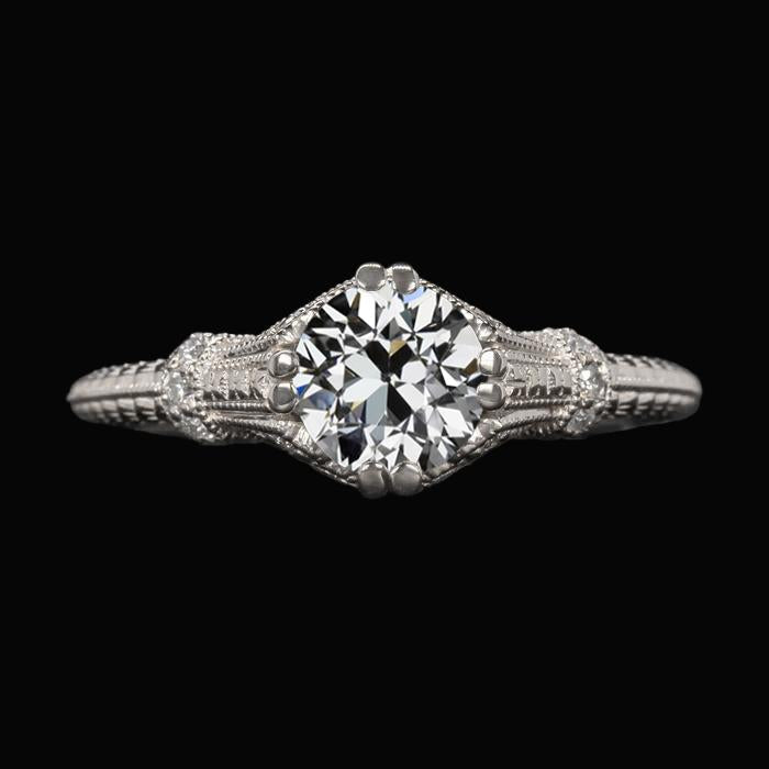 Anello solitario in stile antico con diamante a taglio antico, doppia punta, 2 carati - harrychadent.it