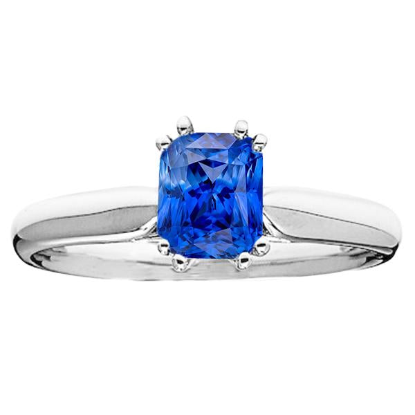 Anello solitario in zaffiro blu 2 carati con doppia punta in oro bianco - harrychadent.it