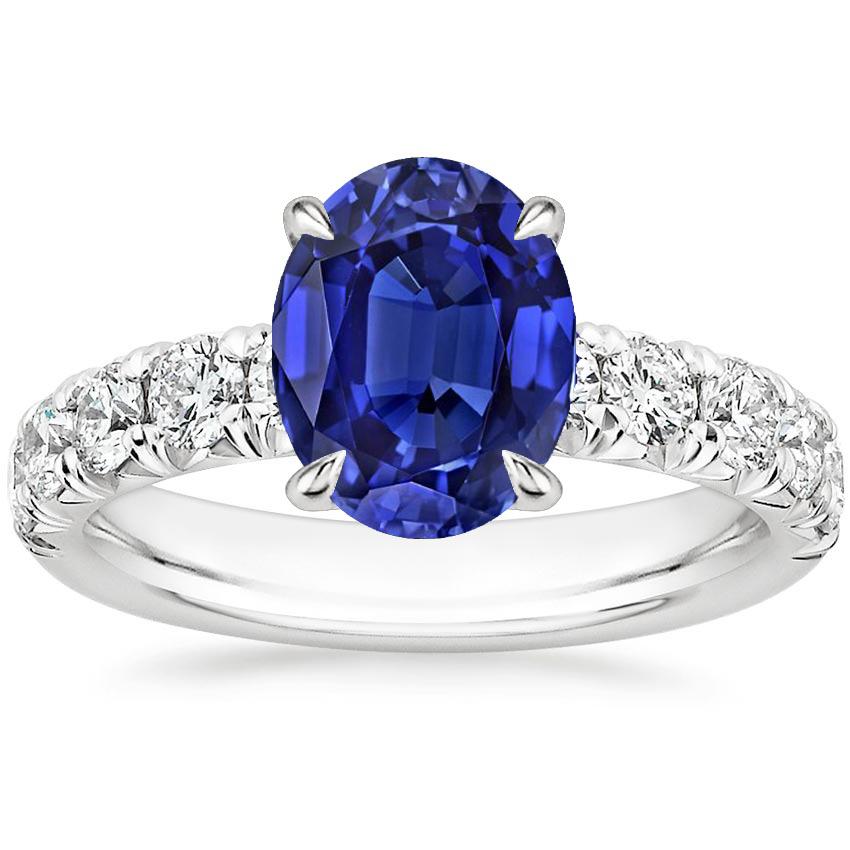 Anello solitario in zaffiro di Ceylon con accenti di diamanti rotondi 4.50 carati - harrychadent.it