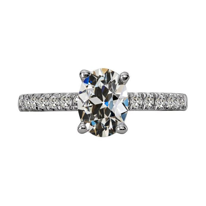 Anello solitario ovale con diamanti taglio antico con accenti 5.50 carati - harrychadent.it