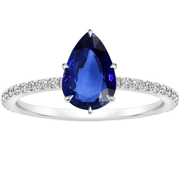 Anello solitario pera blu zaffiro con accenti pavé impostazione 5 carati - harrychadent.it