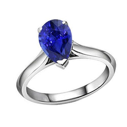 Anello solitario pera con pietre preziose 1.50 carati gioielli in oro con zaffiro di Ceylon