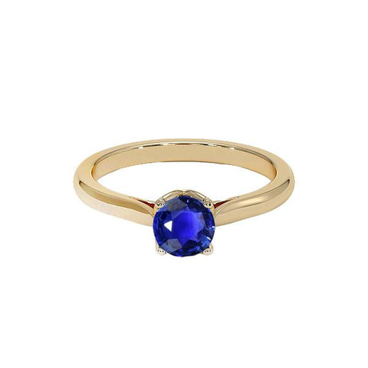 Anello solitario rotondo 3 carati in oro giallo con zaffiro dello Sri Lanka 14K - harrychadent.it