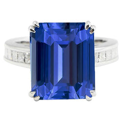 Anello solitario smeraldo zaffiro Ceylon con accenti principessa 5 carati