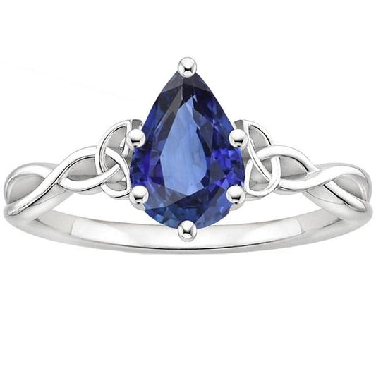 Anello solitario stile antico con zaffiro di Ceylon taglio a pera gioielli 4 carati - harrychadent.it