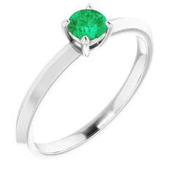 Anello solitario verde smeraldo 1,25 carati con gioielli da donna in oro bianco 14K