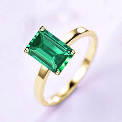 Anello solitario verde smeraldo 3 carati oro giallo 14k gioielli con pietre preziose