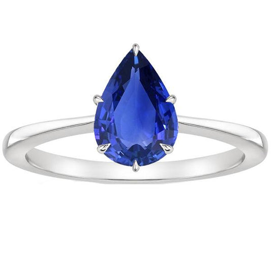 Anello solitario zaffiro blu pietra preziosa oro bianco gambo affusolato 4 carati - harrychadent.it