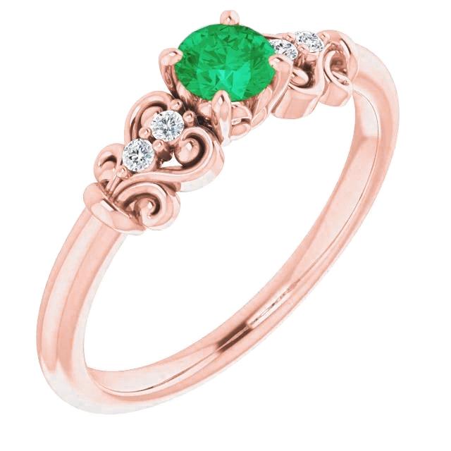Anello stile vintage con diamanti rotondi da 1.10 carati e smeraldi verdi - harrychadent.it