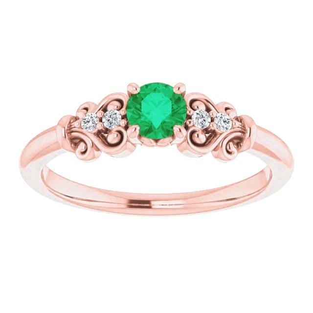 Anello stile vintage con diamanti rotondi da 1.10 carati e smeraldi verdi - harrychadent.it