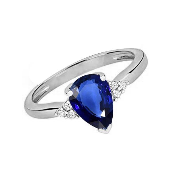 Anello zaffiro blu intenso con pera e diamanti 2.50 carati - harrychadent.it