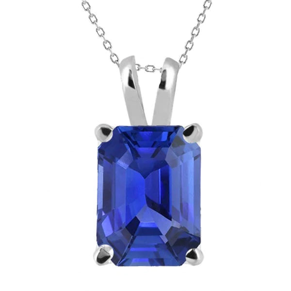 Asscher Blue Sapphire Solitaire Ciondolo Gioielli da donna in oro 5 carati - harrychadent.it