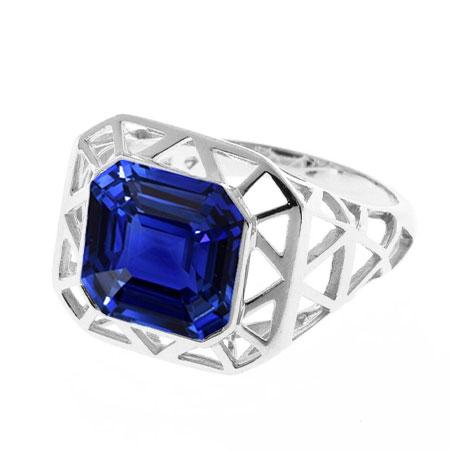 Asscher Solitaire Anello da uomo 2,50 carati Set di castoni in zaffiro dello Sri Lanka