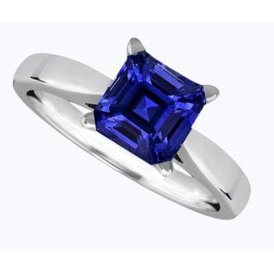 Asscher Solitaire Sapphire Anello Di Fidanzamento Con Gambo Conico 1.50 Carati - harrychadent.it