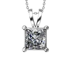 Bella collana con ciondolo gioielli con diamanti taglio princess da 1,50 carati in oro bianco 14 carati