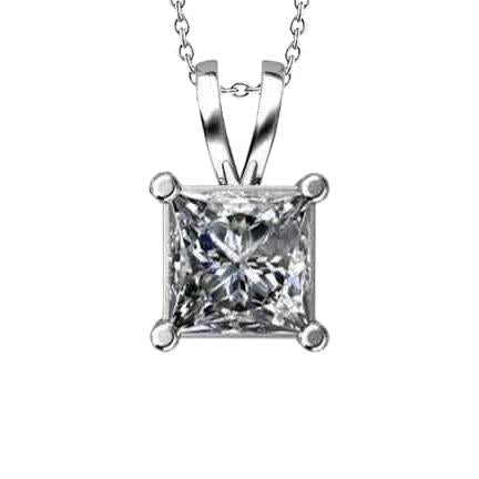 Bella collana con ciondolo gioielli con diamanti taglio princess da 1,50 carati in oro bianco 14 carati - harrychadent.it