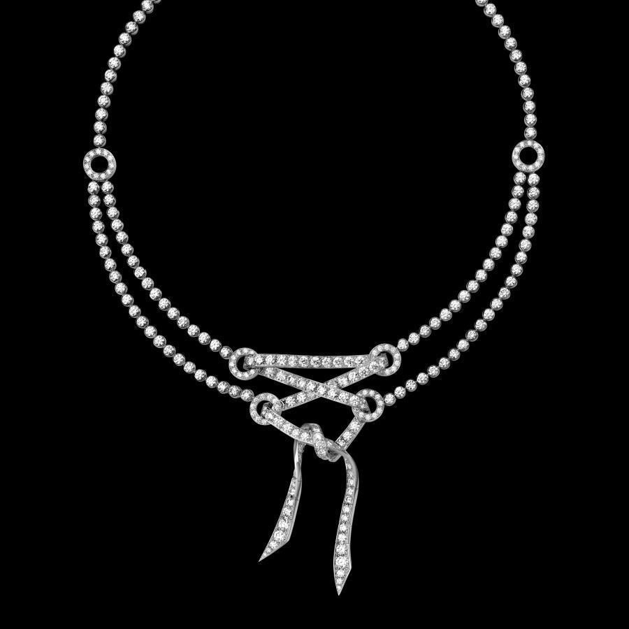 Bella collana di diamanti rotondi in oro bianco massiccio gioielli da donna - harrychadent.it