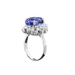 Bellissimi gioielli con anello di diamanti rotondi in tanzanite da 4 carati