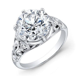 Bellissimo anello di fidanzamento solitario diamante 5 carati oro bianco 14K