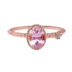 Bellissimo anello nuziale ovale con kunzite rosa e diamanti. oro rosa da 13.15 ct